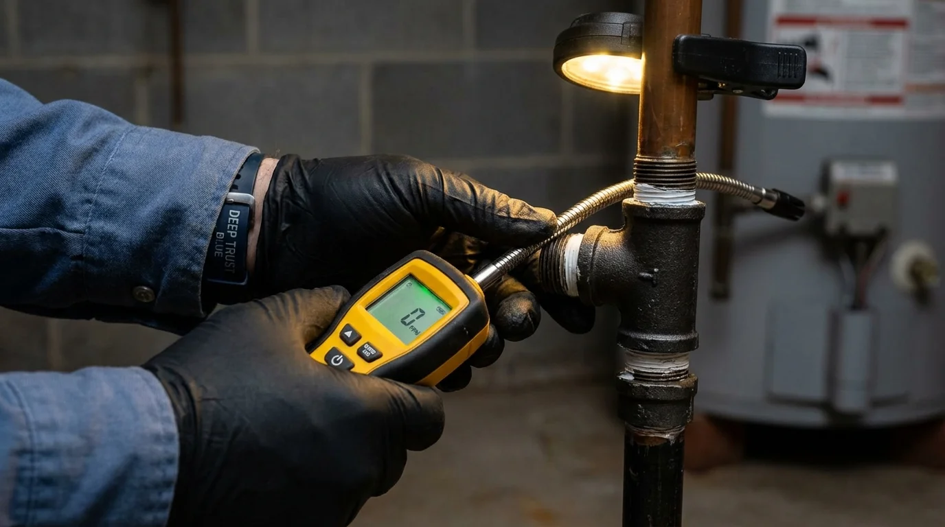 Gas leak detection with electronic sniffer by Johns Plumbing LLC in Evergreen Park