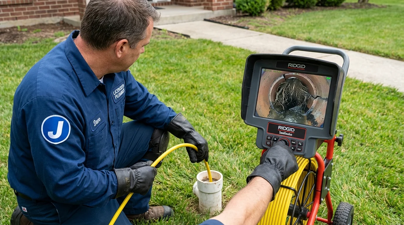 Sewer camera inspection being performed by Johns Plumbing LLC in Evergreen Park